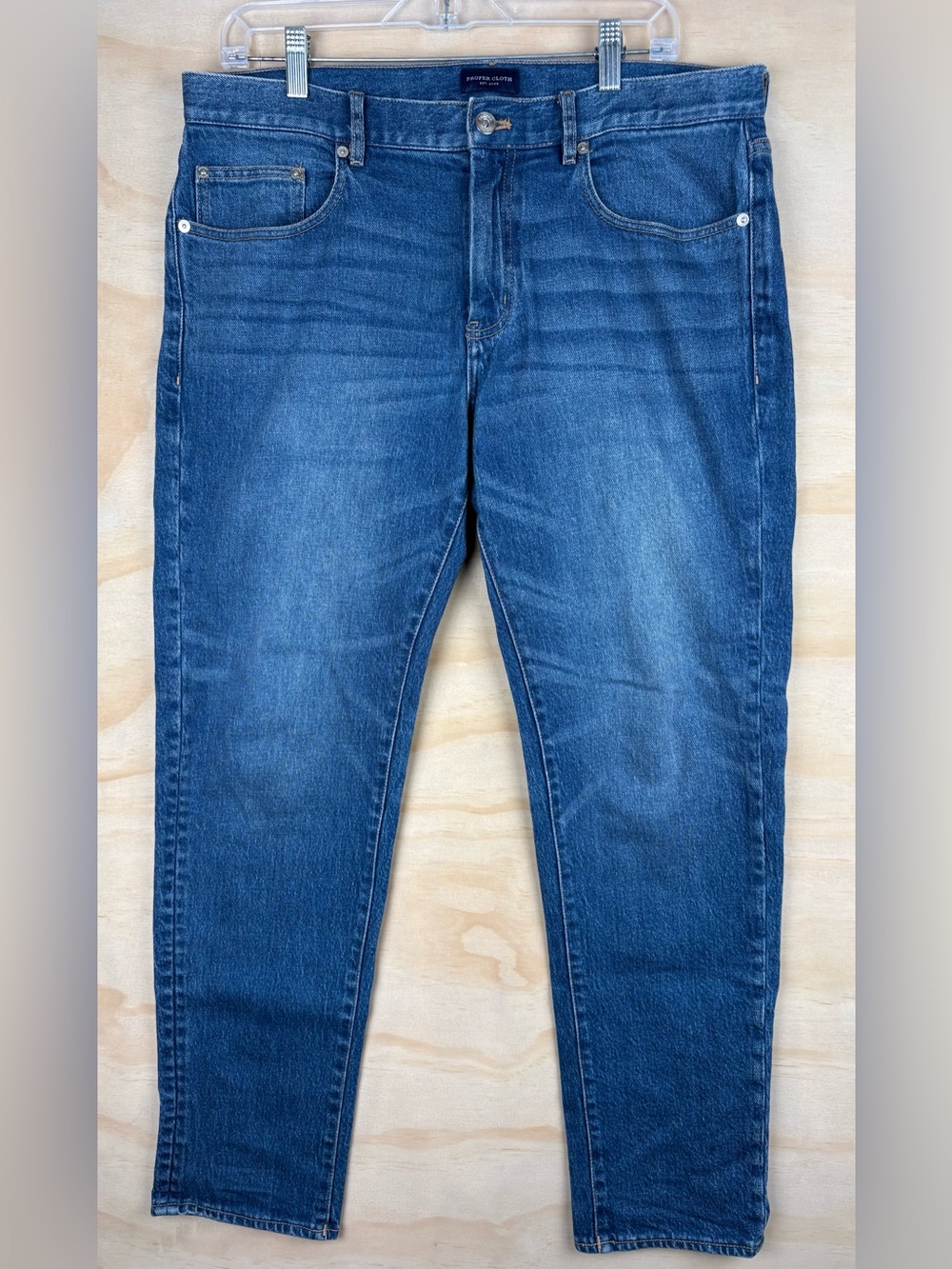 Proper Cloth Jeans Mens 34 X 30 Blue Crosby Mid Wash Indigo Stretch Denim